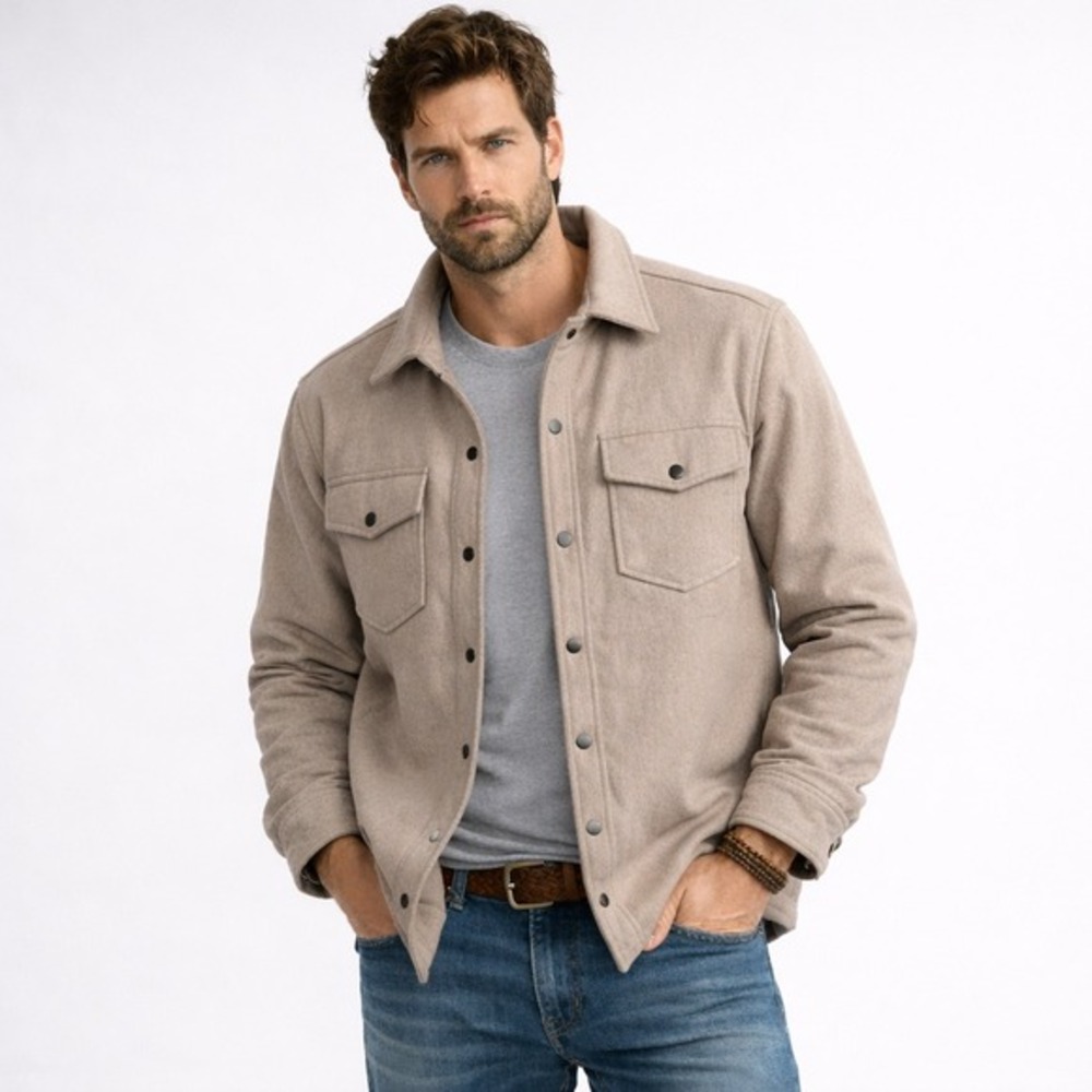 Bleecker‎ & Broad Ashton Wool Shirt Jacket Mens 3XL-Tall Off-White